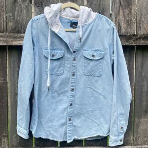 Imperial Motion Hooded Denim Button Front Jacket | S